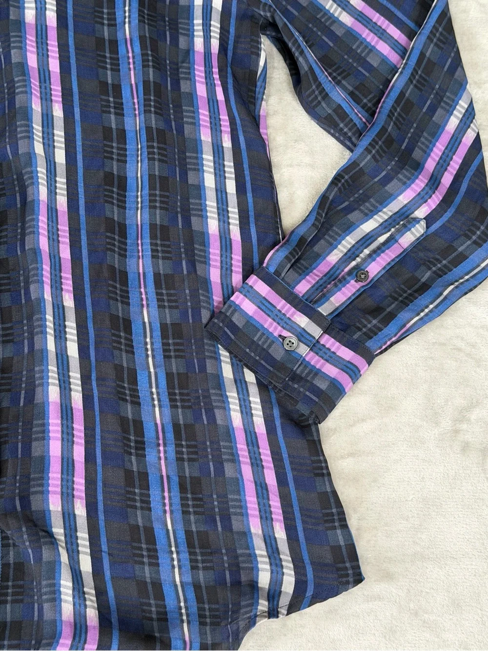 Banana Republic Dillon Shirt Womens Medium Plaid Ruffled Long Sleeve Peasant NEW